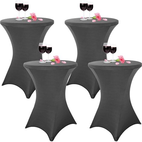 4er-Set Stehtischhusse Stretch für Bistrotisch Ø 80-85 cm Dunkelgrau (1/5)