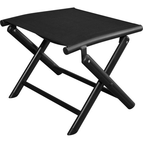 Folding Footstool Black Aluminium and Textilene vidaXL