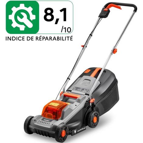 FUXTEC Tondeuse à gazon sans fil 20V sans batterie ni chargeur, bac de ramassage 30 L, largeur de coupe 30 cm, silencieuse/légère FX-E1RM20ECO
