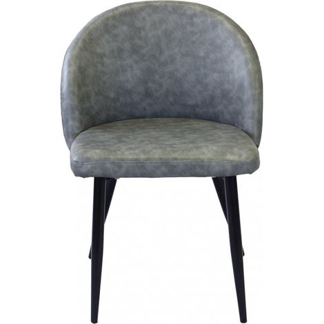 Sedia poltrona da interno con struttura in metallo e seduta morbida rivestita in ecopelle Call Me Large - Gray (1/4)