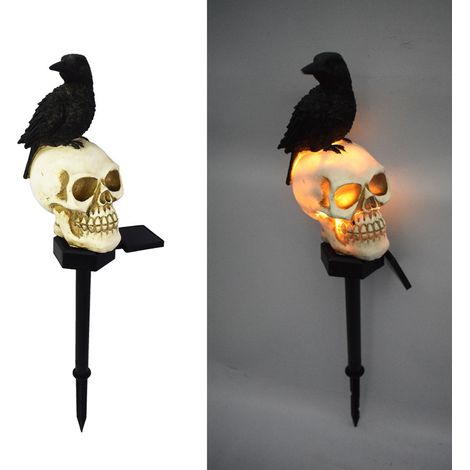 Lámpara de jardín de Halloween – Cuervo LED solar – Resistente al agua – Apta para uso en exteriores – [Modelo negro] (1/5)