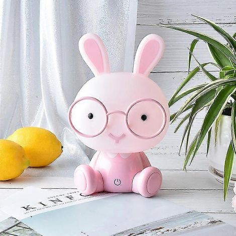 Veilleuse LED mignonne en forme d'animal de dessin animé pour chambre de bébé/enfant, lampe de chevet décorative lapin, veilleuse USB (couleur : rose) 1 pièce) (1/4)