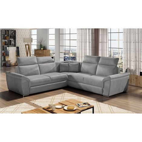 Sofá de esquina FREDERICO Gris 5 plazas con cama 266x266cm (1/2)