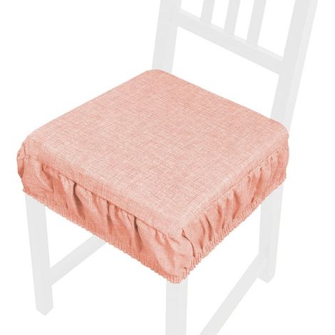 Coussin pour Chaise En Coton Amovible Lavable Bande Élastique Couleur Pastel Unie - Rose