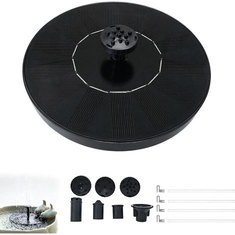 Fontaine Solaire Flottante Pompe Solaire 7V/1.4W 7 Jets d'Eau, 7 Buses, Panneau 160 mm, 180L/h, Structure ABS, Bassin, Étang (1/5)