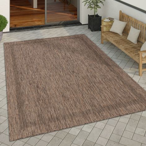 Paco Home Outdoor Teppich Flachgewebe in Sisal-Optik mit Bordüre UV-beständig robust 80x150 cm, Braun