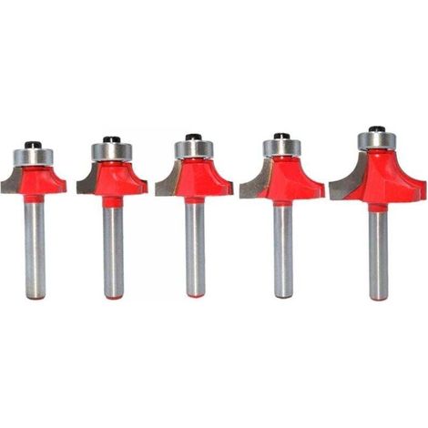 Lot de 5 Fraises à Chanfreiner d'Angle à Tige 6 mm avec Roulement pour Nettoyage et Nivellement Bois