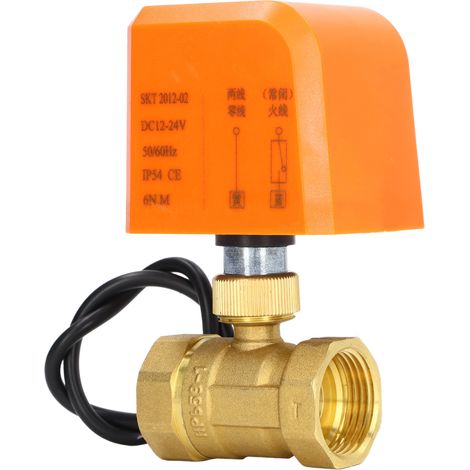 DN25 2-Wege-Kugelhahn aus Messing, 2-adrig, normalerweise geschlossen, Stromversorgung: DC 12–24 V