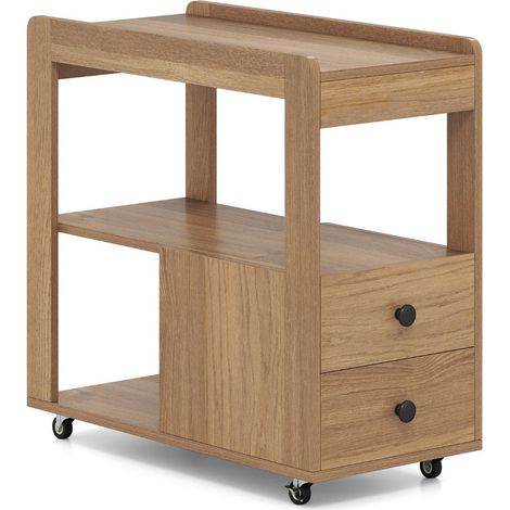 Soporte para impresora con ruedas, 2 cajones y estantes