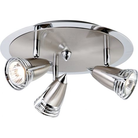 Litecraft Gemini Spotlight Plate Adjustable Ceiling 3 Light - Satin Nickel (1/5)