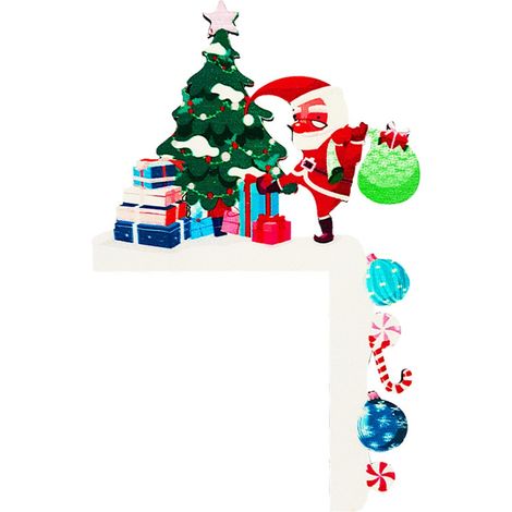 Décor Coin Porte Noël - Décoration Bois Pour Cadre Porte Fenêtre Angle Mur - Intérieur Extérieur - 1 Pièce (1/5)