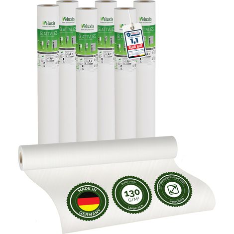 Vliestapete Raufasertapete – Feine Gewebestruktur 6er Set, 6 x 10,05 m x 0,53 m, überstreichbar, atmungsaktiv, Wandtapete Made in Germany – Veluxis