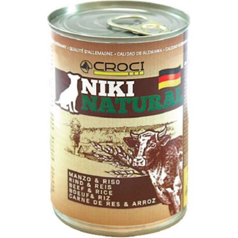 Niki Natural manzo e riso cibo umido per cani 6 lattine da 400 g cad.: 6 lattine da 400 g cad.