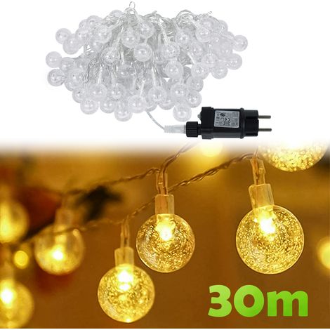 Froadp 30m Lichterketten Innen 240 LED Warmweiß Kristall Kugel String Lichte mit 8 Modi & Speicherfunktion IP44 Wasserdichte Transparent Weihnachtsbeleuchtung