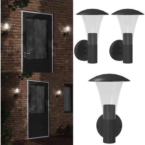 Außenwandleuchten 2 Stk. Schwarz Edelstahl - Outdoor-Beleuchtung - Wandleuchte - Gartenleuchte - Edelstahlleuchte - LED-Leuchte - Home & Living (1/5)