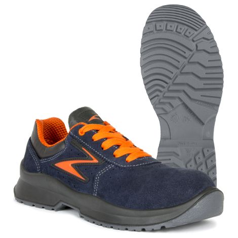 Pezzol Silver S1P SRC scarpe da lavoro basse antinfortunistica N.41 in pelle scamosciata blu/arancio traspirante made in Italy Blu + Arancione 41