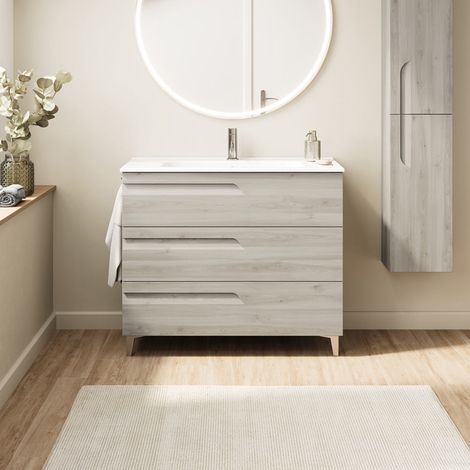ROYO VITALE Mueble de Baño con Lavabo 3 Cajones Blanco Nature - Medida: 80 cms - ref: C0072424