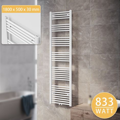 SONNI Termoarredo Scaldasalviette Acqua Calda Asciugamani da Parete Radiatore Collegamento Intermedio 1800x500mm Bianco (1/5)