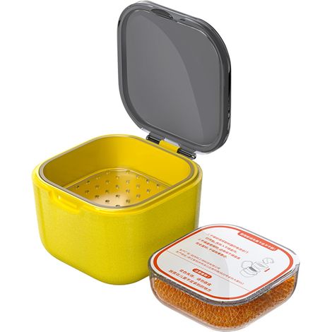 Asciugatore per apparecchi acustici, custodia per apparecchi acustici, kit di asciugatura, mobiletto, amplificatore per apparecchi acustici, cuffie Bluetooth, orologio-gioiello (1 contenitore giallo +