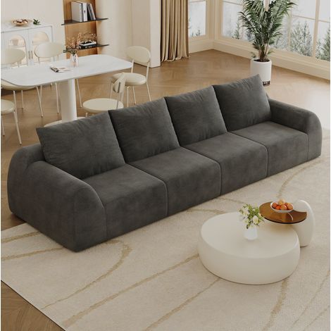 Sofá de 4 plazas de chenilla 324 cm gris oscuro (1/5)