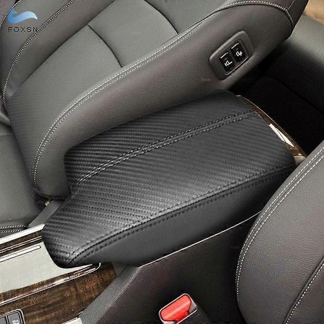 Housse d'accoudoir en cuir souple pour Honda Accord 9e génération (2014-2016) - Finition fibre de carbone et noire - Garniture de boîte à outils pour accoudoir central (1/5)