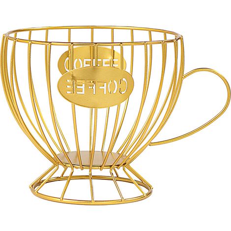 Bowl Fruta Forma Taza - Cesta Alambre Hierro - Decoración Cocina Dorada - 1 Unidad (1/5)