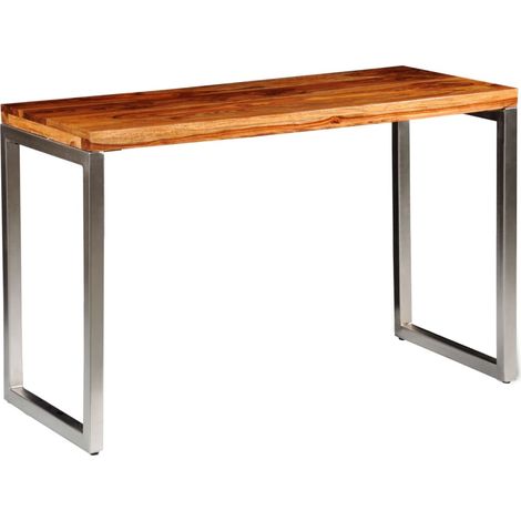 Table de salle à manger en bois massif avec pieds en acier