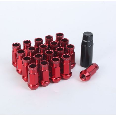 Adecuado para 20 tuercas de rueda cerradas M12x1.5 para llantas + tapa (roja) (1/5)