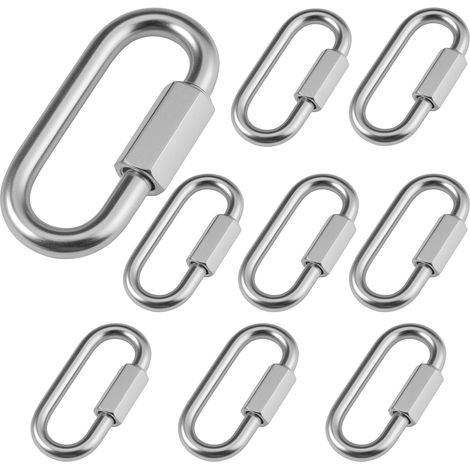 Mousqueton à maillon rapide en acier inoxydable de 6 mm, capacité de charge de 2 000 kg, fixation rapide pour tentes de plein air, camping et randonnée. (1/5)