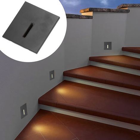 Lumière d'escalier LED 3000K pour intérieur et extérieur, éclairage de marche, angle de couloir, 100-240V, noir (1/5)