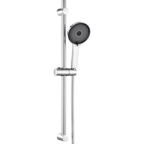 Auralum Max Barre de douche avec 5 modes de jet, douchette à main et flexible, ensemble de douche réglable, système de douche en acier inoxydable chromé