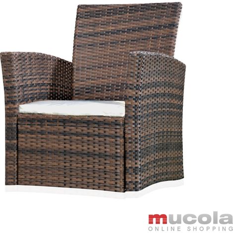 Sedia da giardino relax in marrone Polyrattan Mobili da giardino Balcone Sedia Mobili da seduta