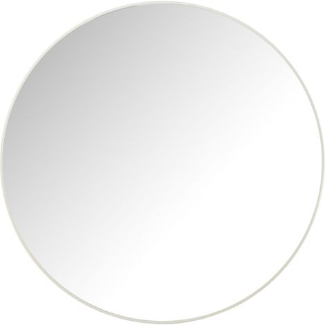 Miroir rond 90x90 cm en verre et métal blanc (1/3)