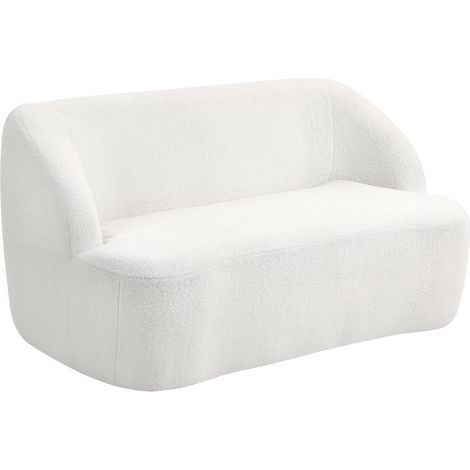 Divano a 2 posti curvo in poliestere bianco crema (1/5)