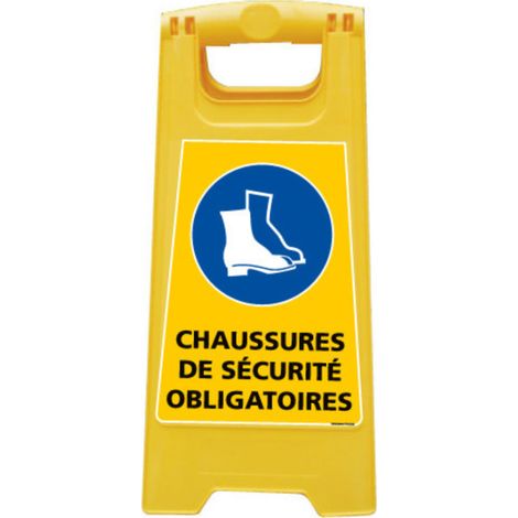 Chevalet de signalisation, attention avertissement chaussures de sécurité obligatoire - Chevalet jaune (1/5)