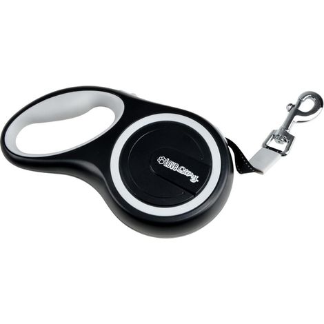 Laisse rétractable "Confort" pour chien - Blanc/Noir - L 500 cm - Livraison gratuite (1/5)