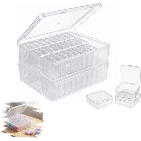 Lot de 62 petites boîtes de rangement pour petites pièces, 5,5 x 5,5 x 2 cm, mini boîte de rangement, perles à repasser, boîte de rangement pour bijoux, perles, vis (1/5)