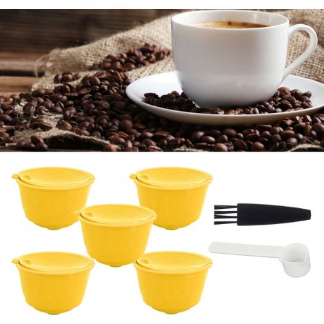DOLCE GUSTO Kaffeemaschinen-Kapselset mit wiederverwendbarem Kaffeefilter und Zubehör (5 gelbe Kapseln, 1 Löffel, 1 Reinigungsbürste). (1/5)