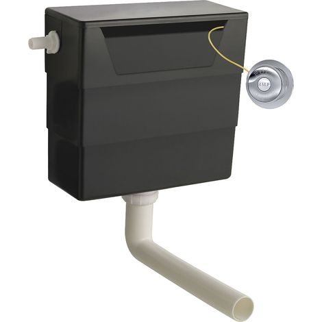 Universal Water Saving Dual Flush Side Inlet & Traditional Push Button - Chrome/Black