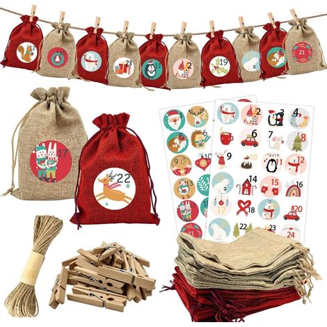Set of 24 Advent calendar bags to fill (1/5)