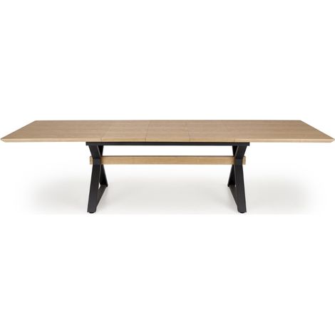 Table à manger extensible 180 - 300 cm en bois naturel et pieds en métal noir HENRY (1/5)