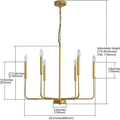 Lustre Doré Luminaires Plafonnier 6 Lumières Suspendus Lustre De Ferme Moderne (1/5)