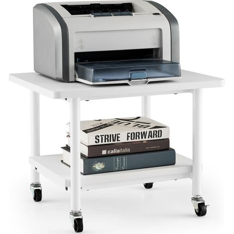 COSTWAY Printer Stand Under Desk Printer Table with 4 Wheels-White (1/5)