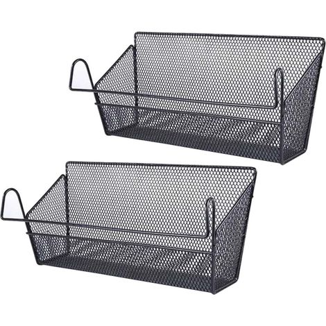 Lot de 2 Paniers de Rangement en Fer Noir pour Lit de Dortoir, Organisateurs Suspendus Pratiques pour Livres, Téléphones et Petits Objets (1/5)