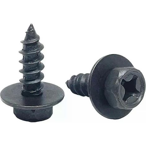10 Stück schwarze selbstschneidende Kreuzschlitzschrauben M6 6 mm mit Dichtung für Auto- und Motorradstoßstange, Kotflügel, Motorschutzbügel (1/4)