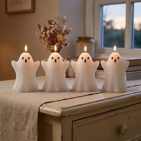 4 Pack Spooky Halloween Ghost Wax Candles (1/2)
