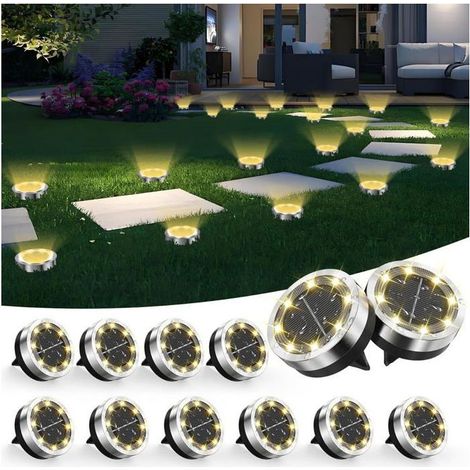 Lot de 12 lampes solaires de jardin pour une utilisation extérieure - 8 lampes solaires LED blanc chaud pour jardins extérieurs (1/5)