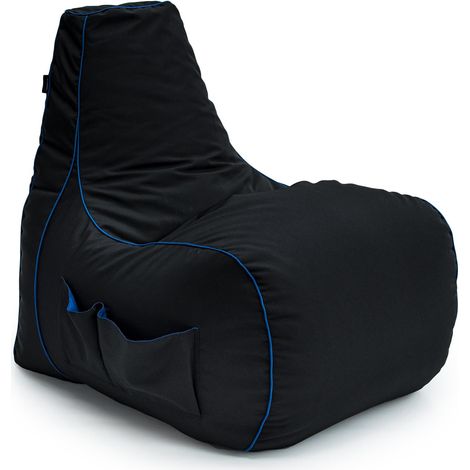 Game Over - Gaming-Sitzsack mit hoher Rückenlehne für das Wohnzimmer, wasserabweisender Sitzsack mit Seitentaschen, Sitzsack für drinnen und draußen für Gamer, großer Sitzsack - Cerulean-Blitz (1/5)