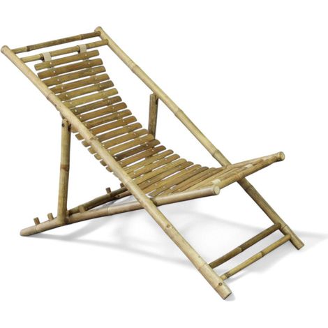 Sdraio dondolo in legno bamboo marrone 117x60xH68 cm per giardino arredamento esterno (1/4)