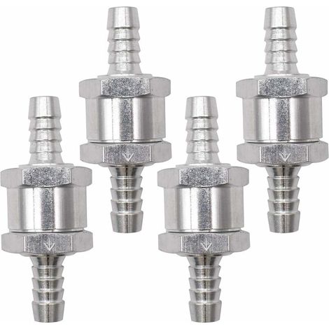 DEESSE SHOP - Clapet anti-retour en aluminium, clapet anti-retour argenté 4 pièces avec clapet anti-retour en alliage d'aluminium pour carburateur basse pression (8 mm) (1/5)
